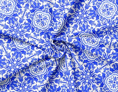 Azulejos (Portuguese blue tiles) seamless pattern.