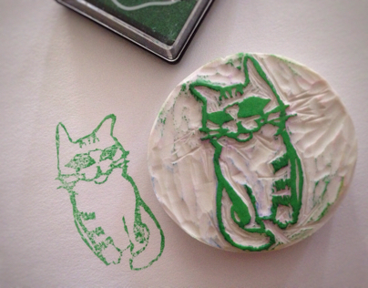 Cat rubber stamp