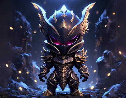 chibi dark kyubi with dark knight armor