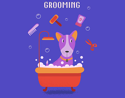 Character for a grooming salon. Instagram carousel.