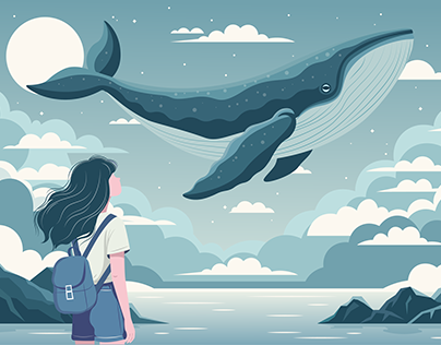 Flat illustration whale