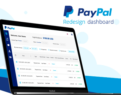 Redesign PayPal dashboard
