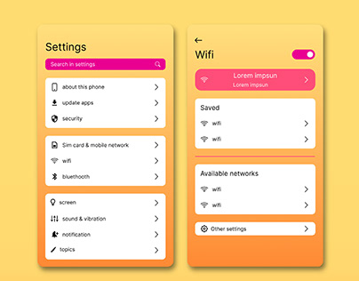 Mobile settings - UI Design