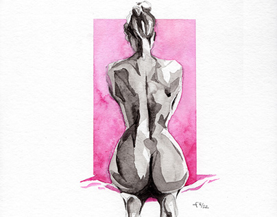 Nude Art Watercolour Painting