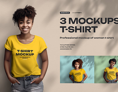 T-shirt Mockups on African American Women. Generated Ai