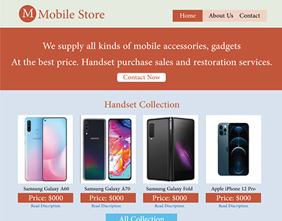 One Page Website for Mobile Store