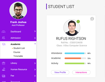 Student List Card view