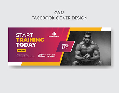 Gym Facebook cover design or web banner template