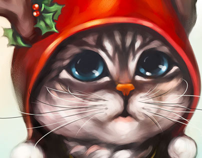 Kitty with santa hat