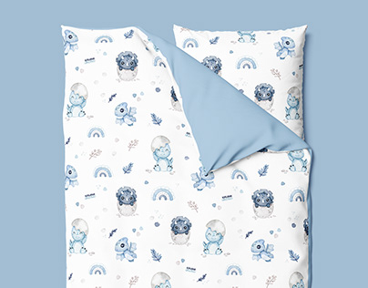 Dino Baby - watercolor textile pattern design