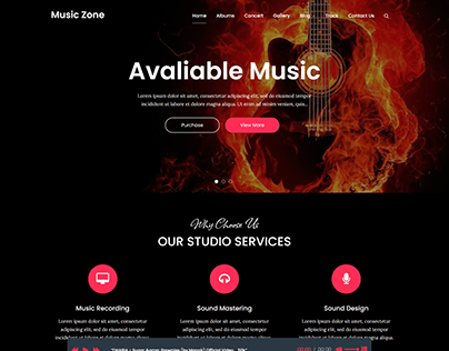 WordPress Music Website Landing Page Design