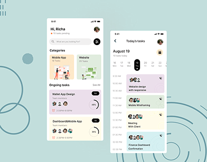 Task App Concept Screens