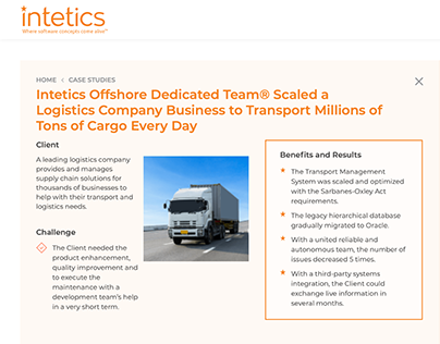 Intetics Case Study: ODT® Scaled a Logistics Business