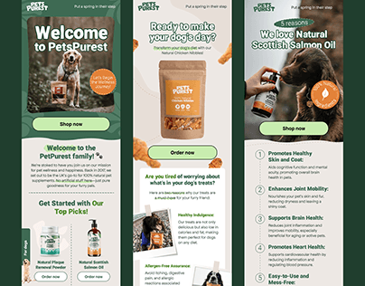 Pet supplement brand email design concept