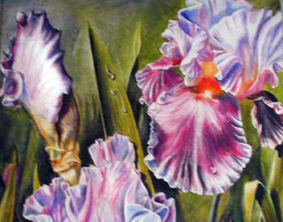 Waterdrops on Flowers - Watercolor Painting