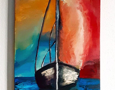 Sail Boat Acrylic Painting