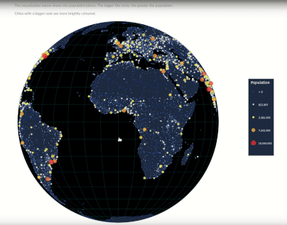Populated Places on Earth 🌍 (D3.js 3D map)