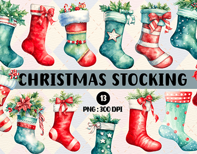 Watercolor Christmas Stocking