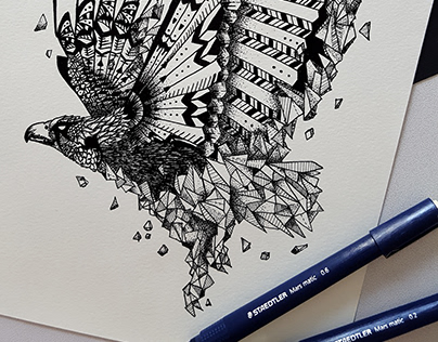 Eagle poly drawing. Kerby Rosanes style.
