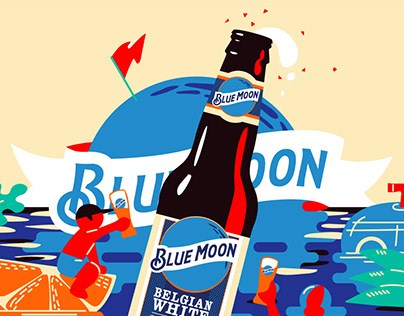 Bluemoon beer illust
