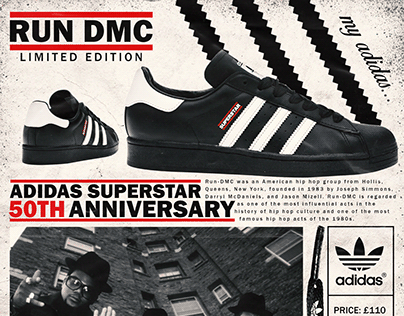 Run DMC adidas Superstars 50th anniversary Poster