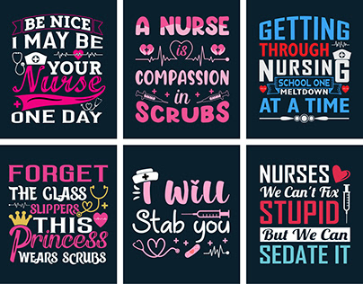 Nurse T-shirt Design Collection and Bundle.