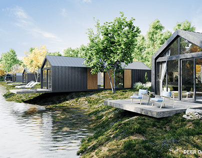 Riverside Modular Prefab Tiny Houses | 3D Archviz CGI