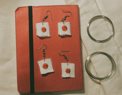 “Red Moon” Embroidery Earrings