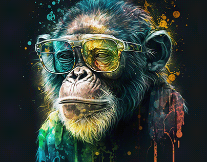 Colorful Monkey with Sunglasses