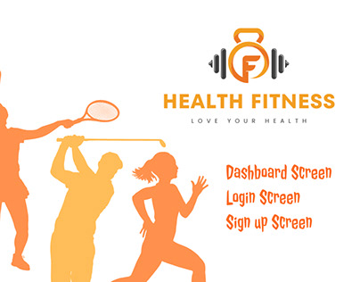 Health Fitness Web App Dashboard, Login, Signup screen