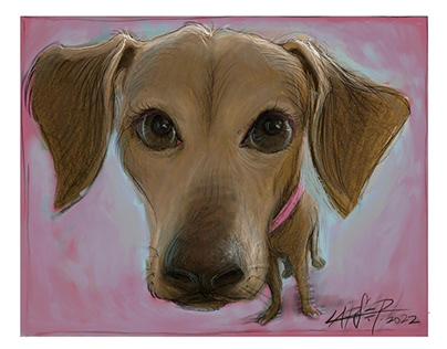 Dog, caricature, portrait