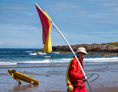 RNLI Lifeguards. Coldingham Bay. Scotland.