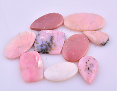 Free Size Natural Pink Opal Smooth Mix Shape Cabochon