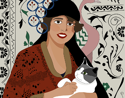Egyptian woman with a cat