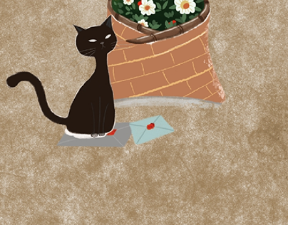Flowers & a cat