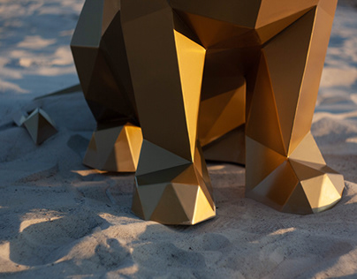 Полигональная скульптура Льва
