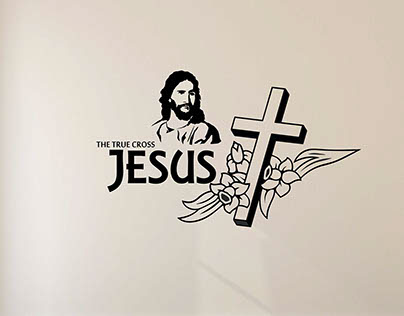 JESUS & the true Cross vector on wall