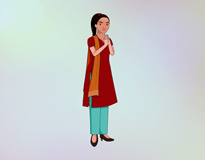 2D Girl AnimationGreeting With Namaste