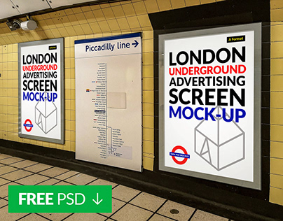 Free London Underground Advertising Screen Mock-Up 5