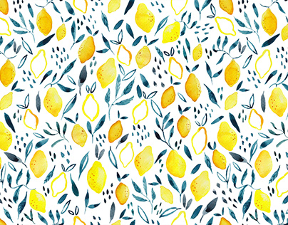 Watercolor Lemon Pattern
