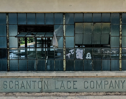 Scranton Lace co. through the glass