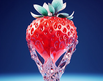 A crystal strawberry 3D