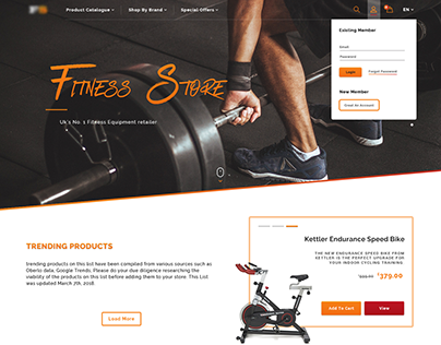 E-Commerce Fitness Collection Screens