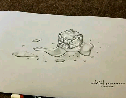3D Pencil sketch _ Ice cube