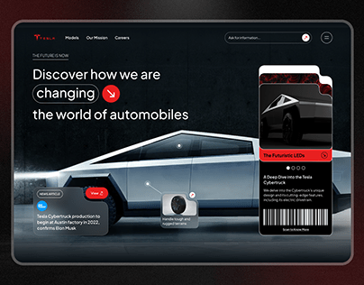 Tesla Main Page | Car Manufacturer Web Design | Mobile