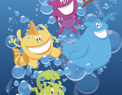 Cartooncharacters for a Dutch swimming school