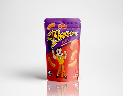 Bheem Puffs pouch label design
