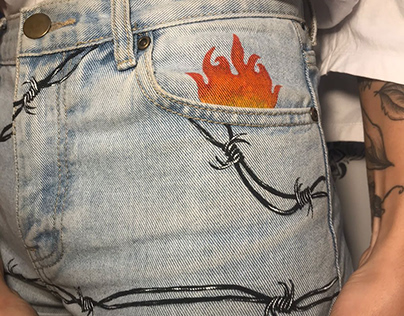 Painting - jeans shorts