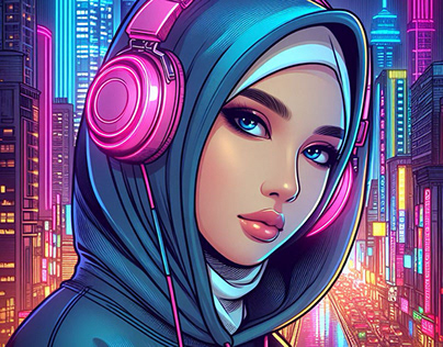 AI-Cyberpunk Hijab Girl