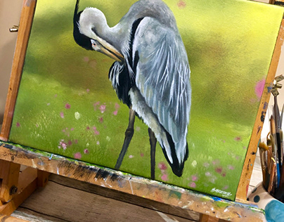 Heron painting